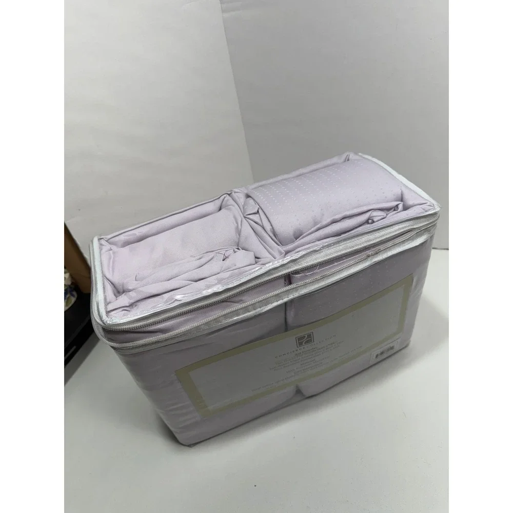 Concierge Collection Queen Sheet Set‎ 2 Pk Lilac Purple Microfiber Dobby Dot 8pc